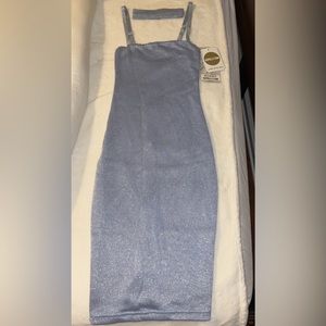 OhPolly dress brand new with tags. Size xs, light blue sparkle.